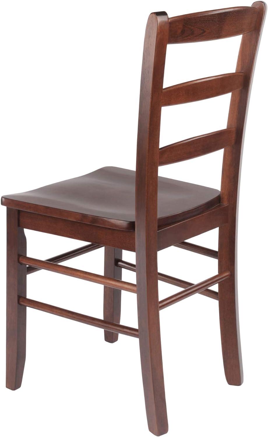 Set of 2 Ladder Back Chair Antique Walnut - Winsome: Hardwood, Non-Unupholstered, Kitchen Seating