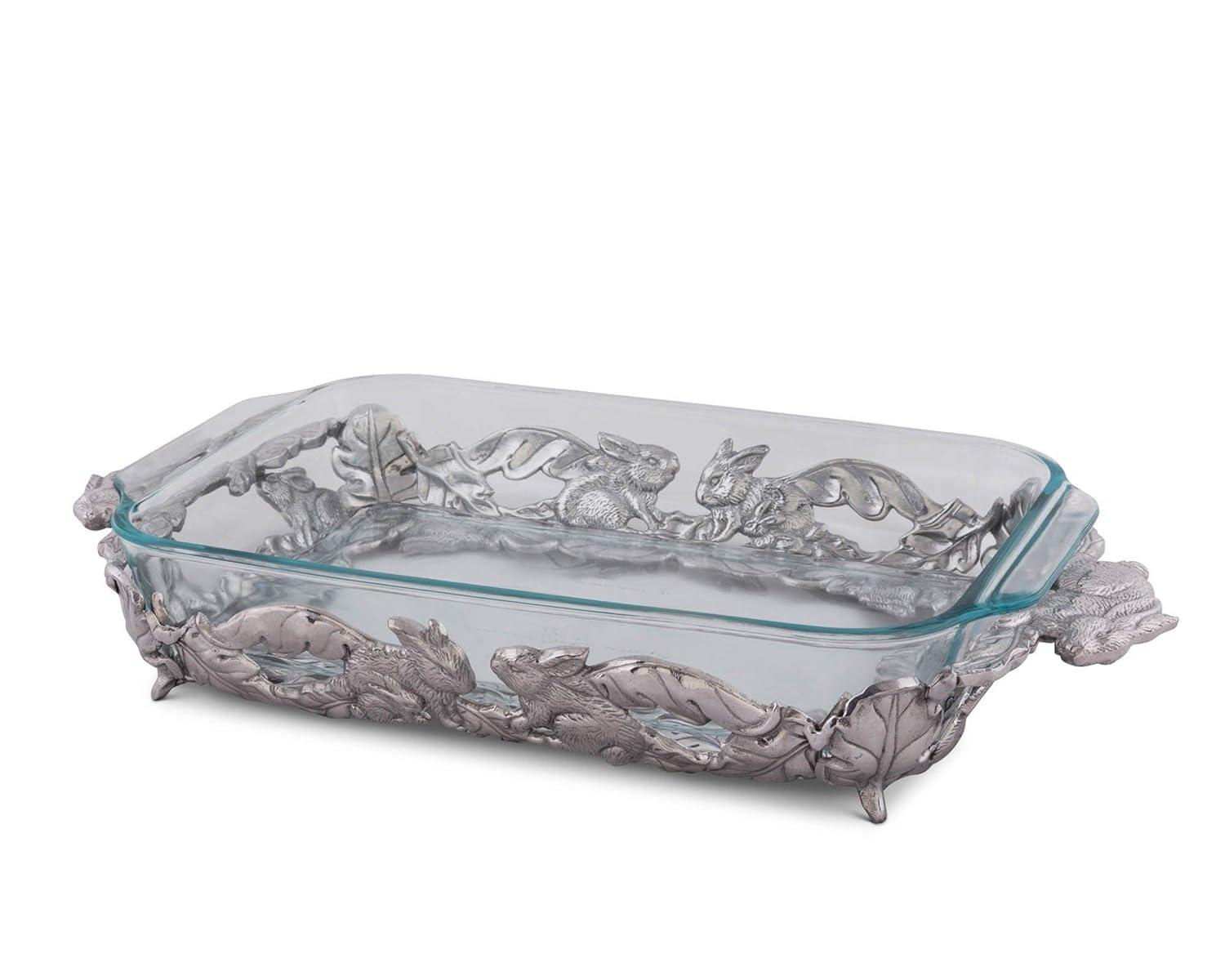 Silver Bunny Aluminum and Glass 3-Quart Casserole Dish