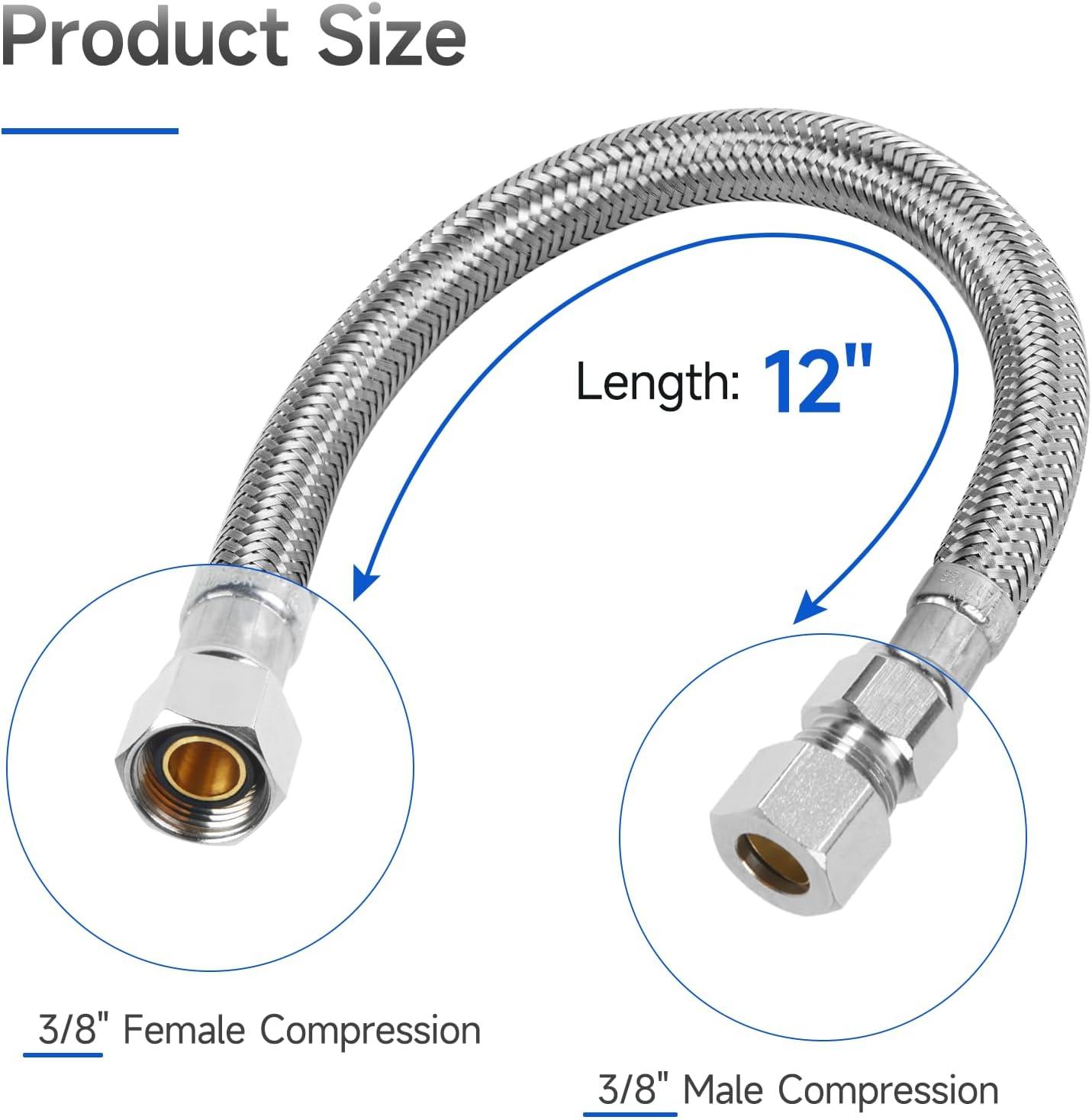 12-Inch Stainless Steel Braided Faucet Connector Hose