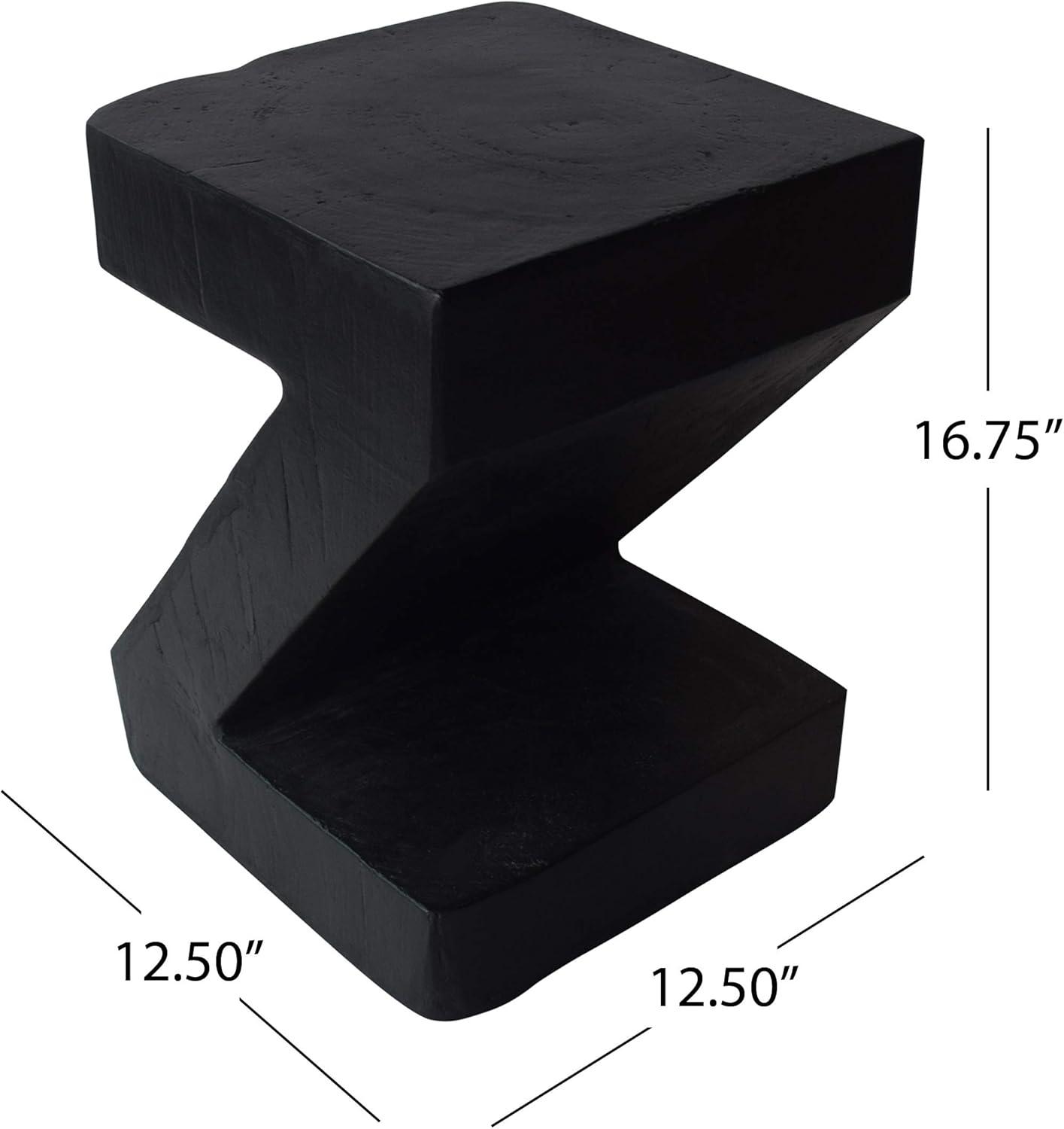 Black Z-Shaped Lightweight Concrete Accent Table