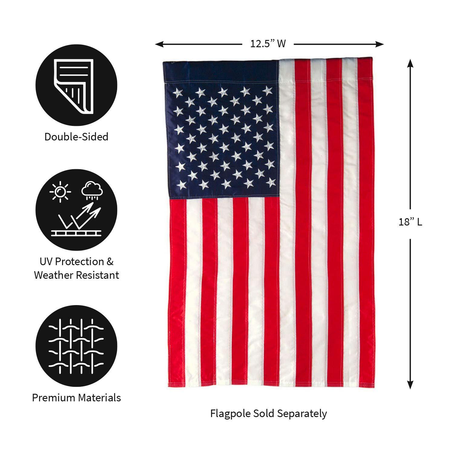 Double Sided 18'' H x 12.5'' W Nylon Independence Day Garden Flag