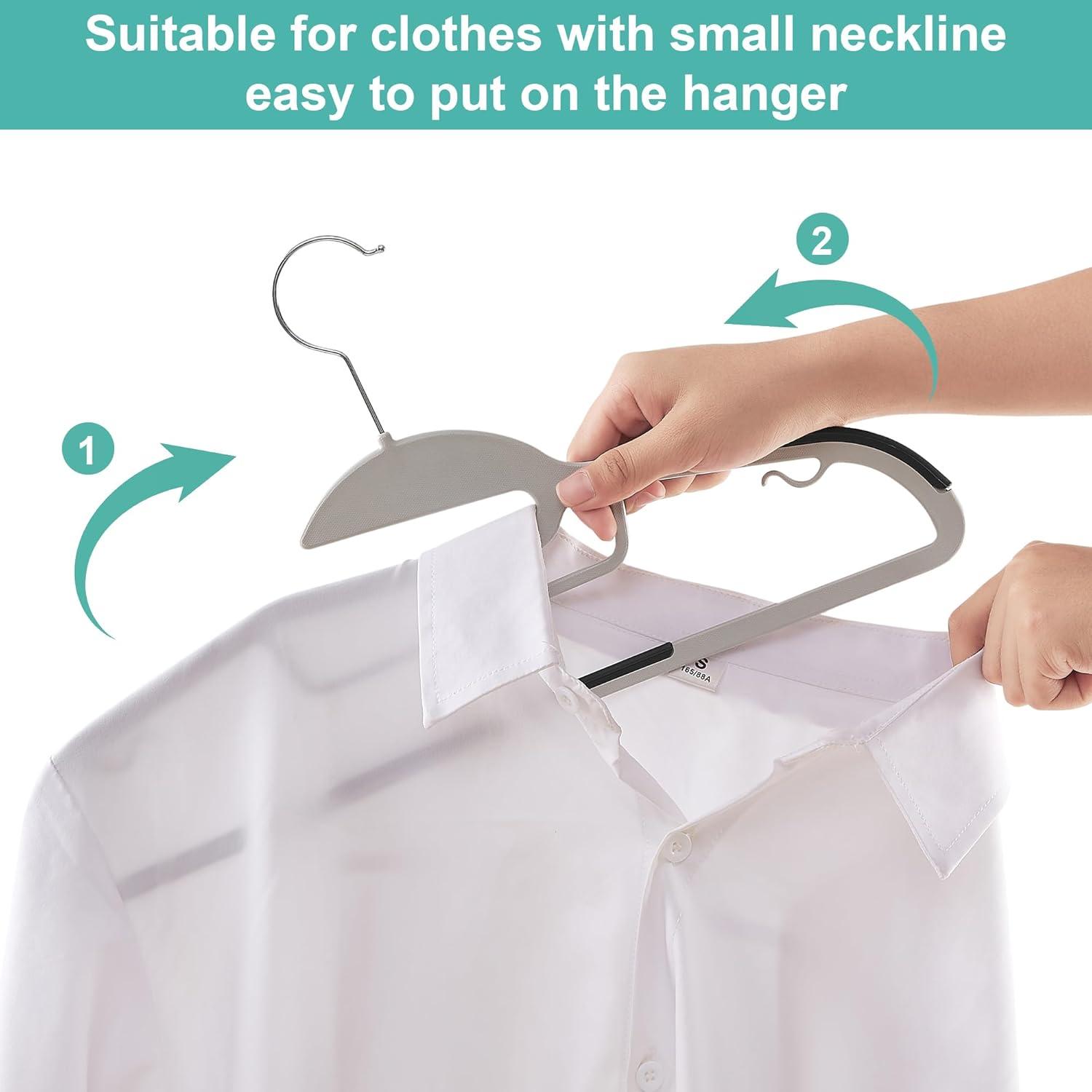 VECELO 50 Pack Heavy Duty Plastic Hangers, 360º Swivel Hook Coat Hangers, Non-Slip, Space-Saving, Dark Gray