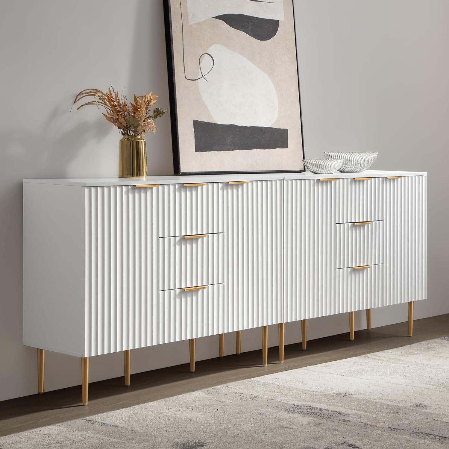 SICOTAS Sideboard Buffet Cabinet with 3 Drawers and 2 Doors, 2 Adjustable Shelves