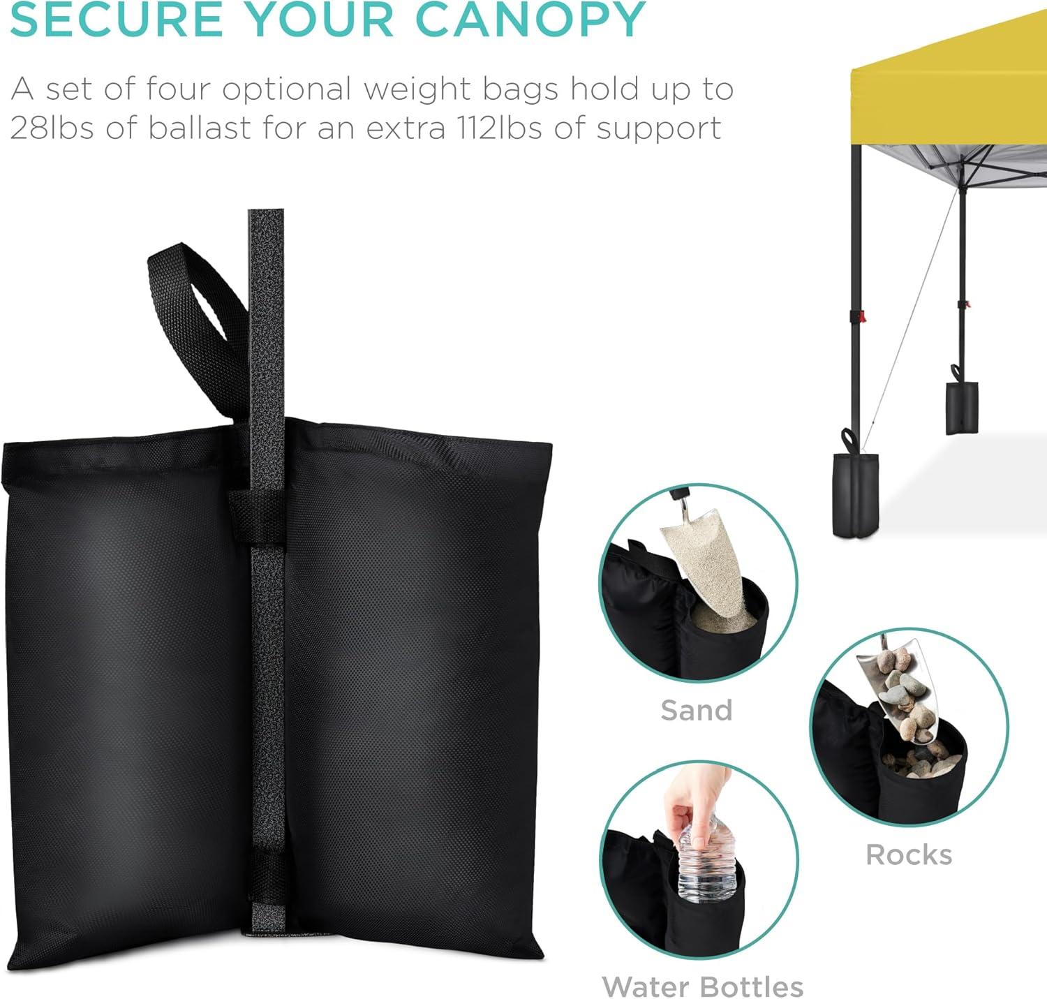 Best Choice Products Easy Setup Pop Up Canopy W/ 1-Button Setup, Wheeled Case, 4 Weight Bags