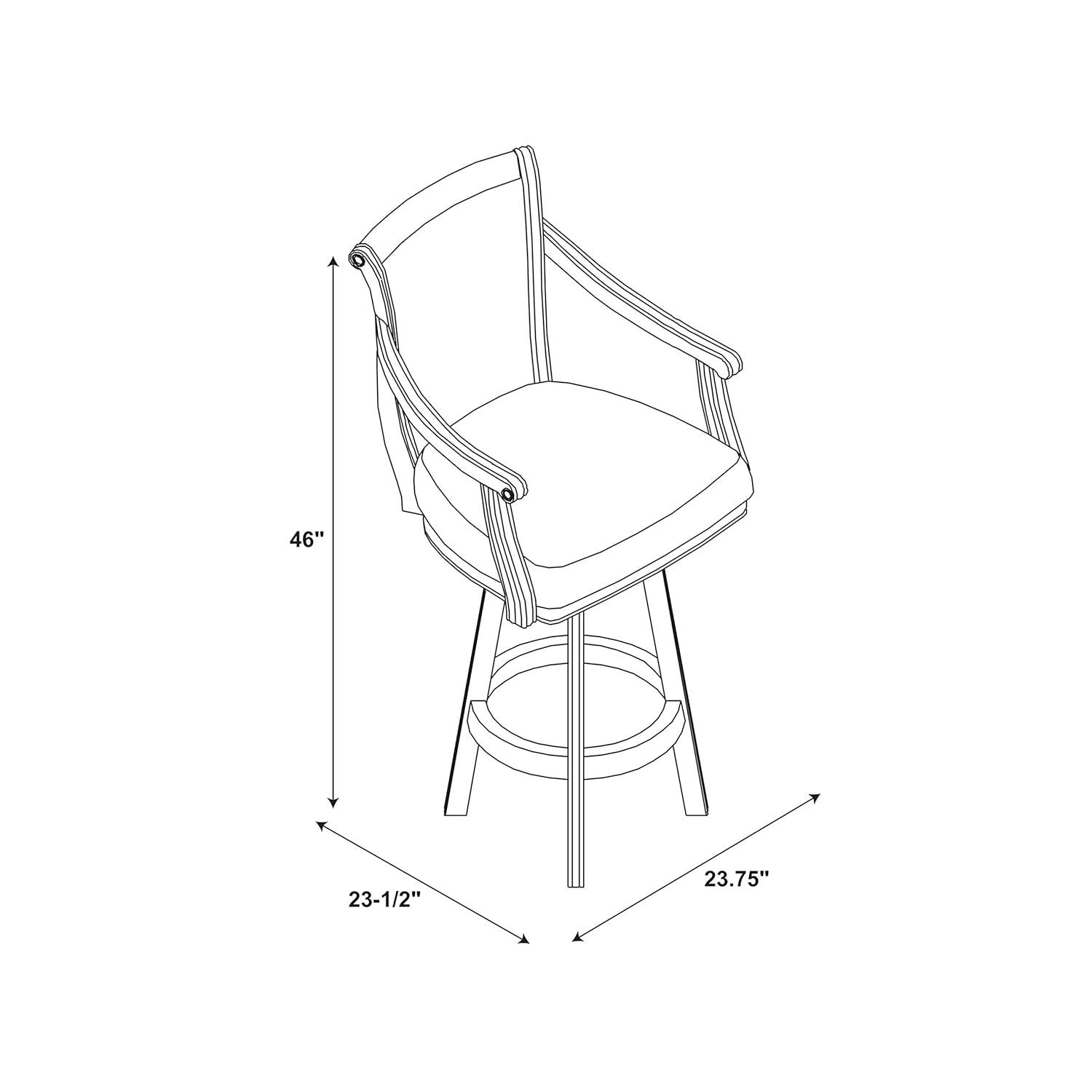 Linon Brandon Upholstered 30" Wood Swivel Bar Stool with Arms in Warm Cherry