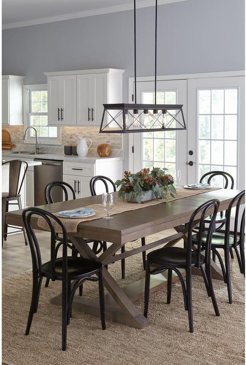 Progress Lighting Briarwood 5-Light Linear Chandelier, Textured Black, No Shade