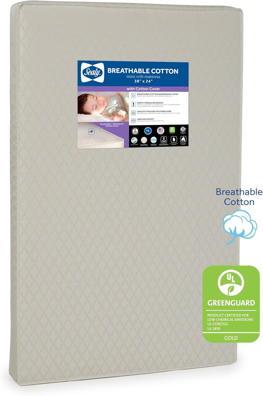 Sealy Mini Cotton Crib Mattress - 38"x24"