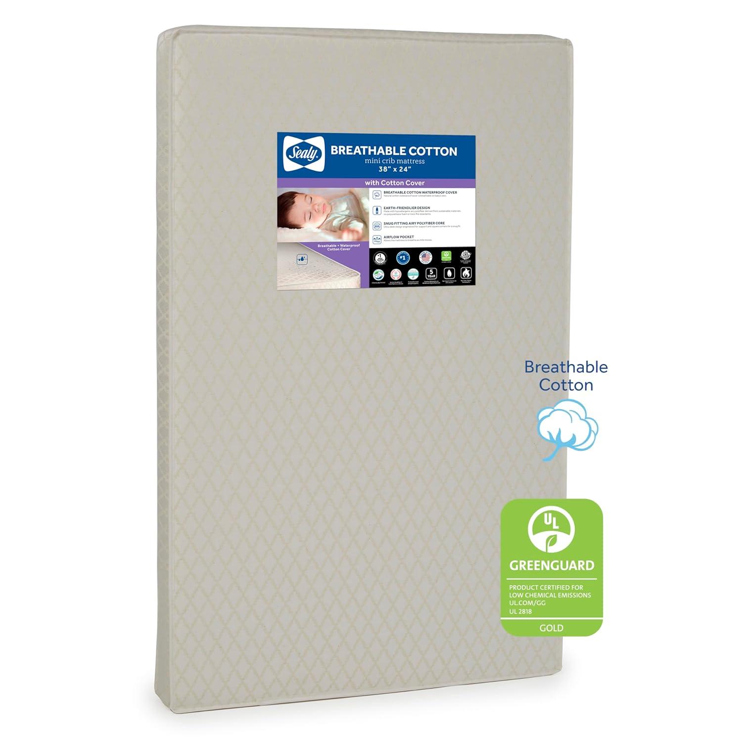 Sealy Mini Cotton Crib Mattress - 38"x24"