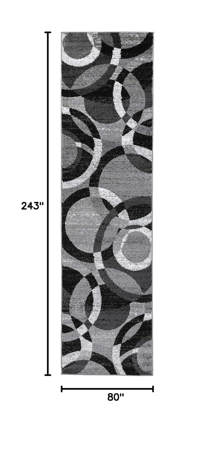 World Rug Gallery Geometric Circles Area Rug - Gray 2'7"x8'