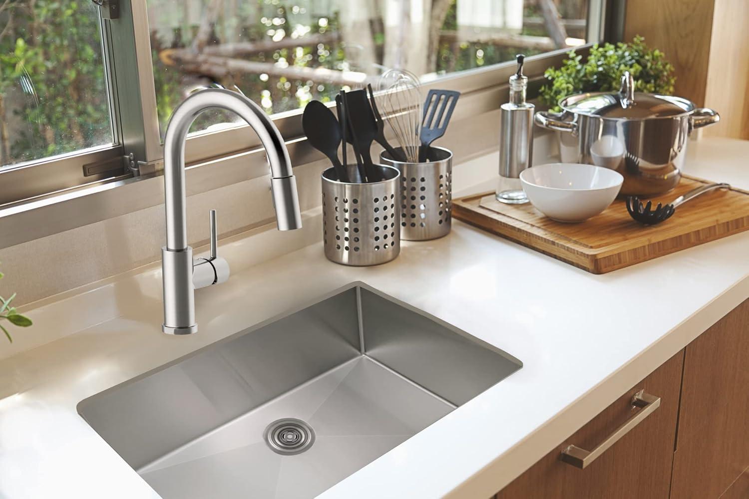 Sinber 32" x 19" Undermount Double Bowl Kitchen Sink with 18 Gauge 304 Stainless Steel Satin Finish