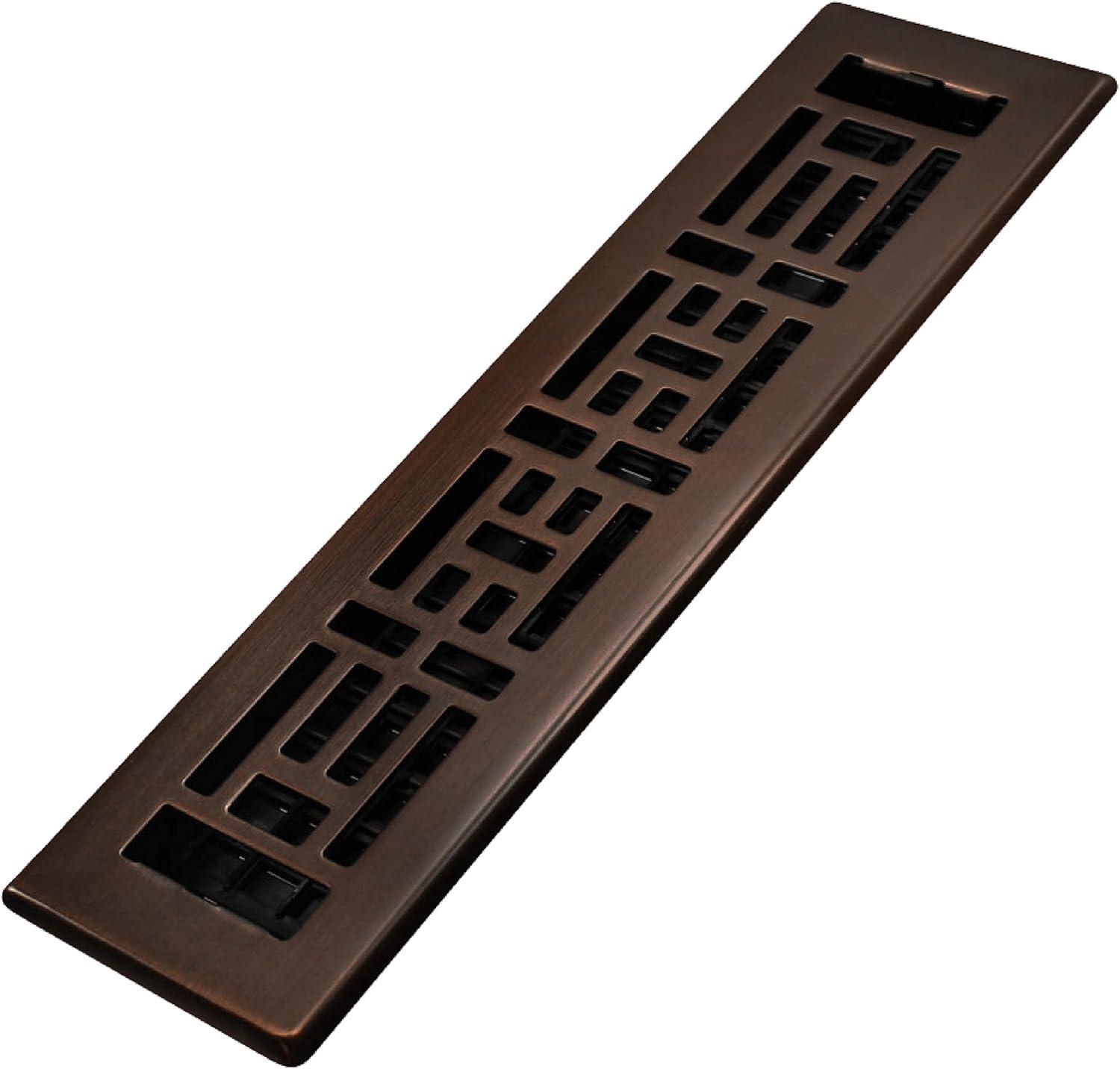 Decor Grates 2" x 12" Steel Plated Rubbed Bronze Finish Oriental Design Floor Register