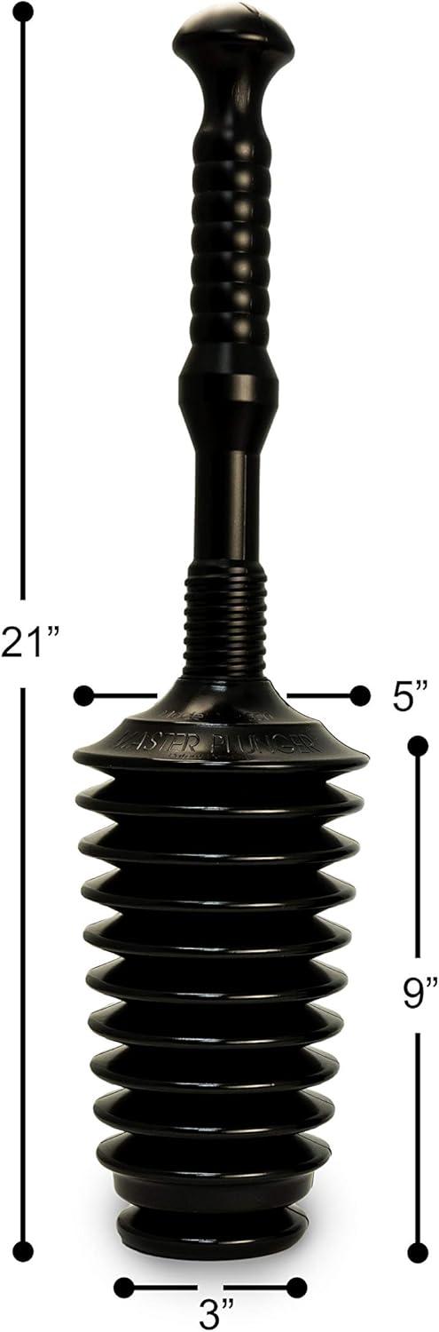 Heavy Duty Black Toilet Plunger Kit with Tall Bucket