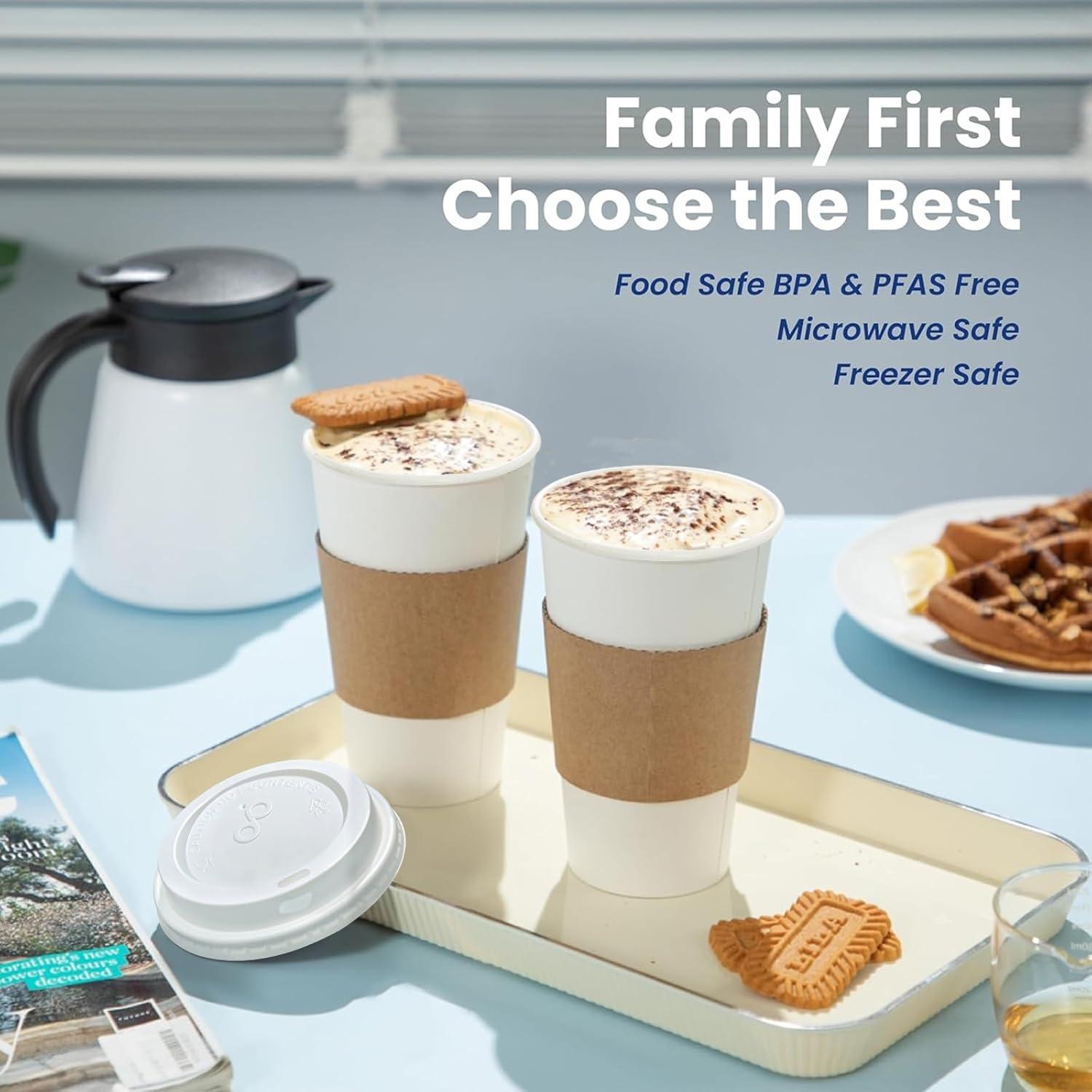 FAST APPLIANCES LLC Paper Cups,Cups,Disposable Cups 100 Pack 12 Oz Leak-Proof Coffee Cups With Lids And Sleeves Disposable Paper To Go Hot Coffee Cups For Home, Business, Office, Cafes And Parties