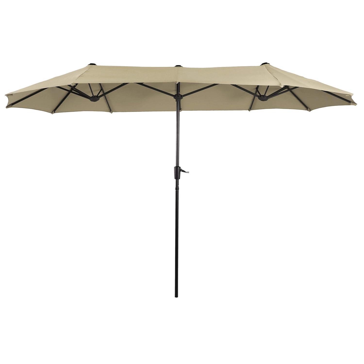 PHI VILLA 13ft Double-Sided Twin Outdoor Patio Umbrella Market Umbrella, Beige