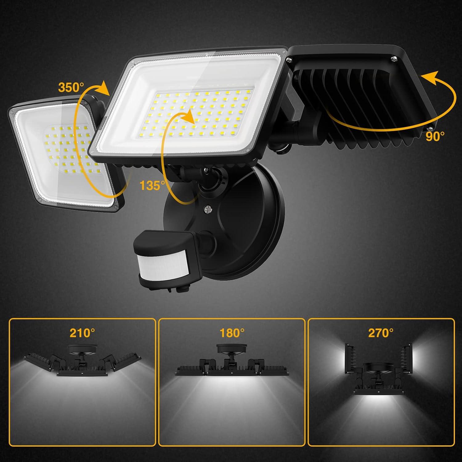 Black 100W LED Motion Sensor Security Flood Light