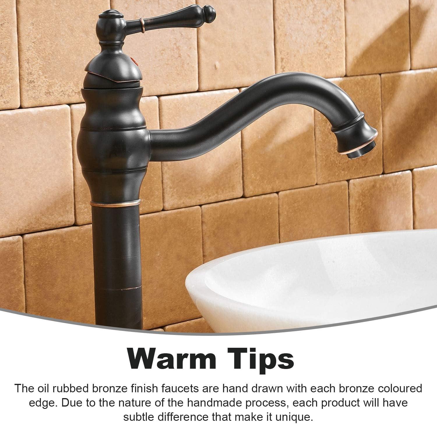 BWE Waterfall Single Hole Single-Handle Vessel Bathroom Faucet With Drain Kit in Oil Rubbed Bronze