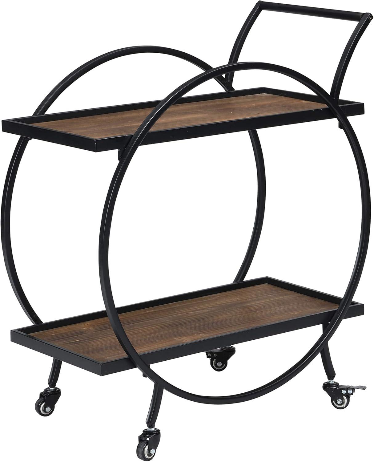 FirsTime & Co. Black and Brown Odessa Bar Cart, Industrial, Metal, 27.5 x 14 x 33 in