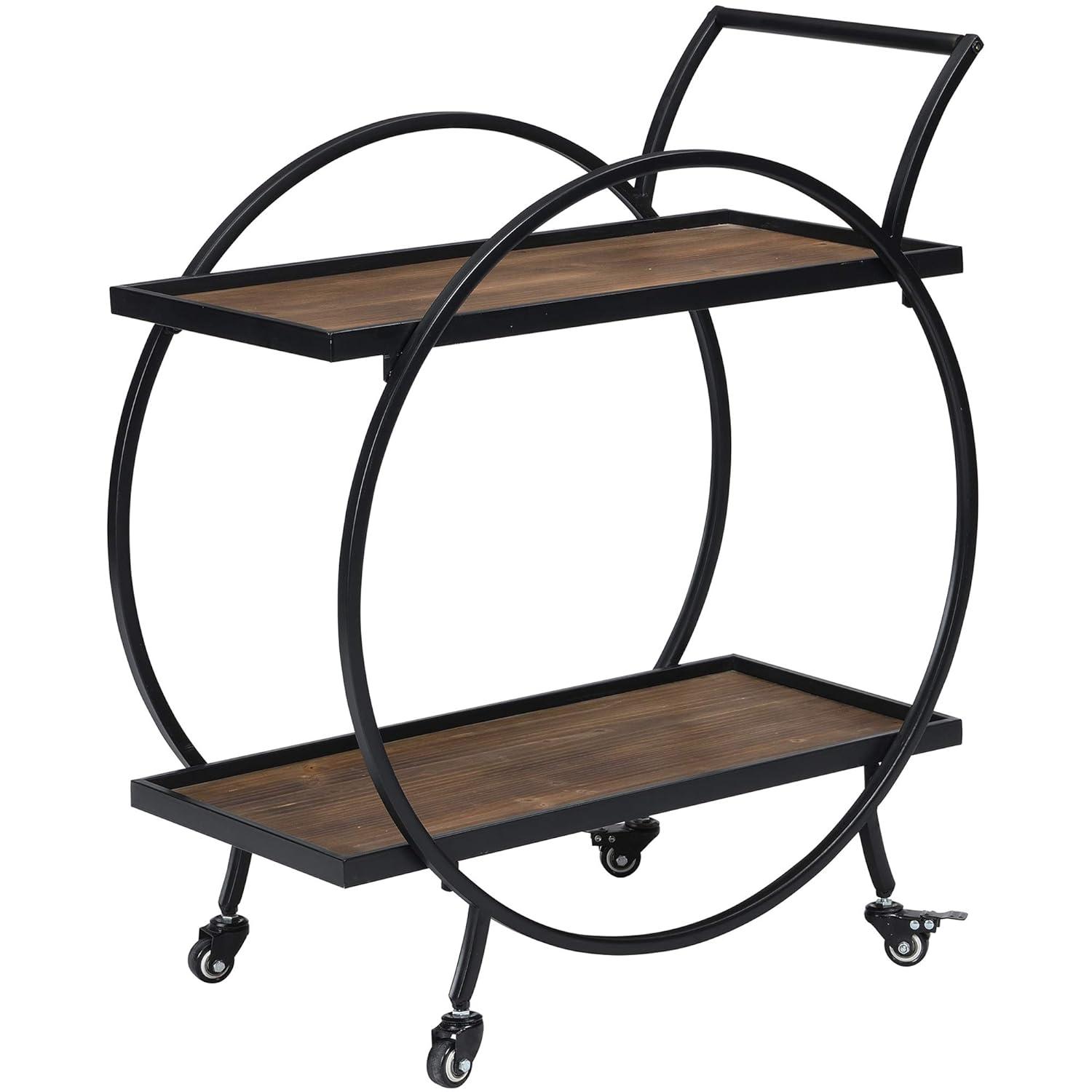 FirsTime & Co. Black and Brown Odessa Bar Cart, Industrial, Metal, 27.5 x 14 x 33 in