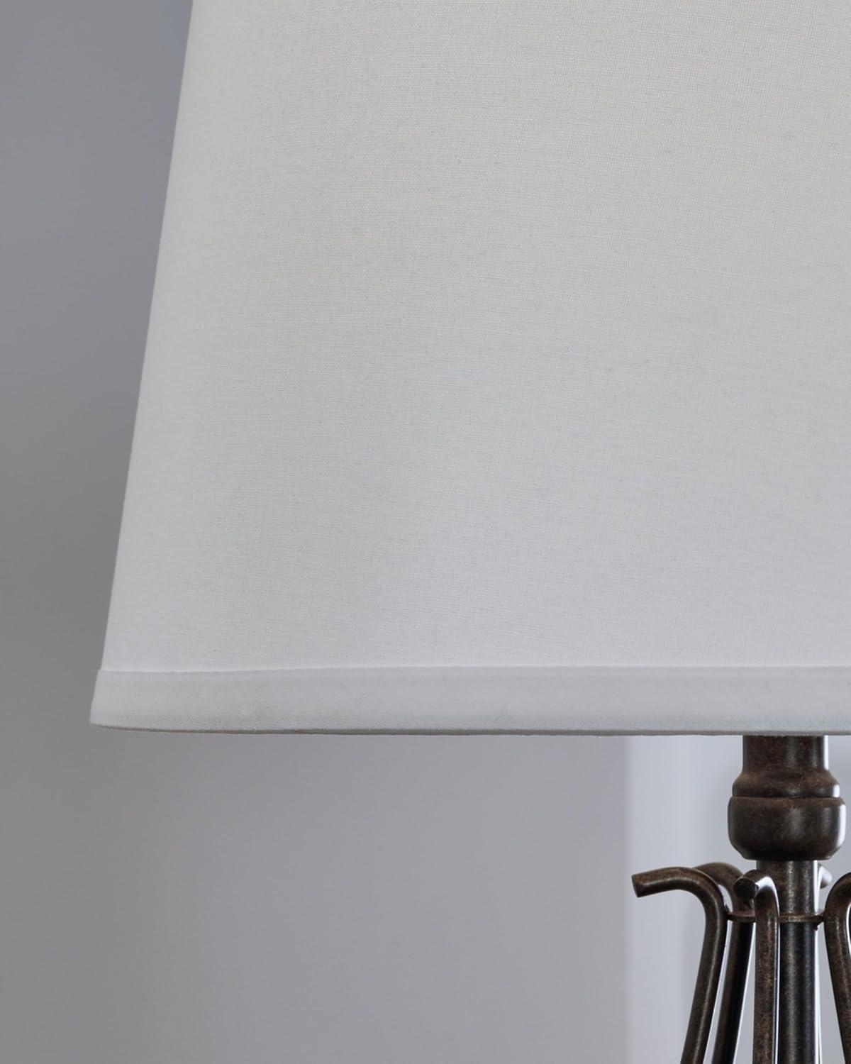 Signature Design by Ashley Brycestone Floor Lamp with 2 Table Lamps Brown/Beige: Metallic Base, 3-Way Switch, UL Listed