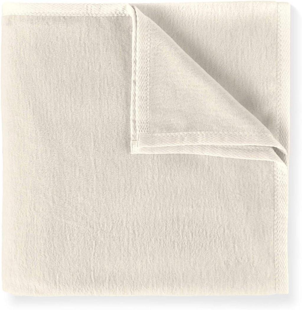 Linen Twin/Twin XL Cotton Blanket with Textured Binding