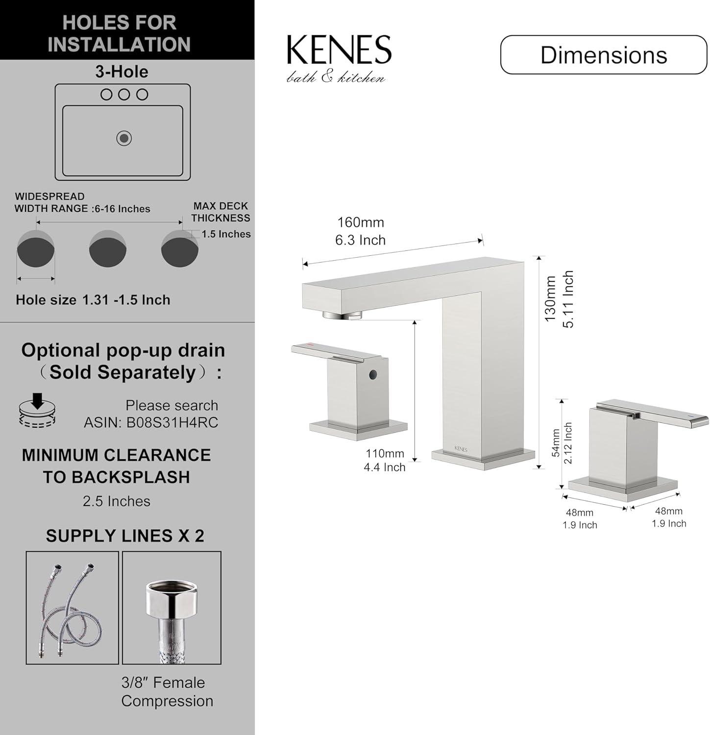 Brushed Nickel 2-Handle Widespread Bathroom Faucet