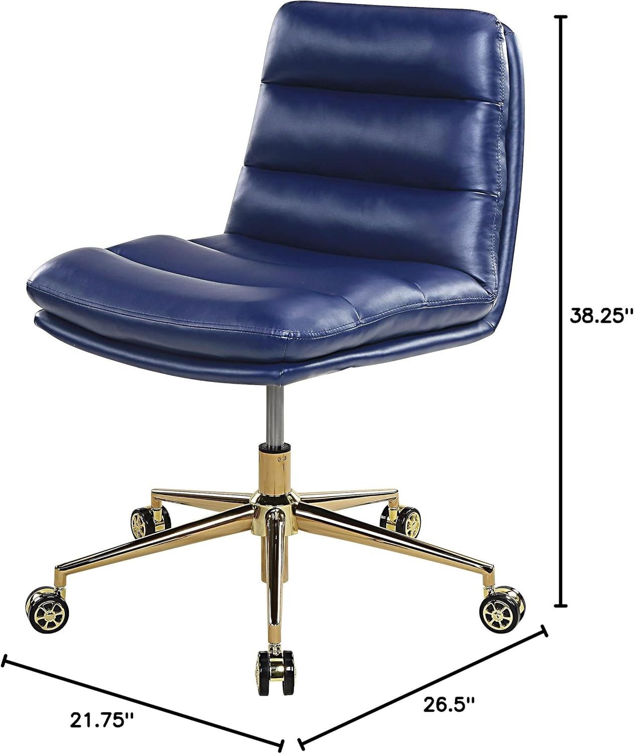 Legacy Office Chair in Navy Faux Leather with Gold Base