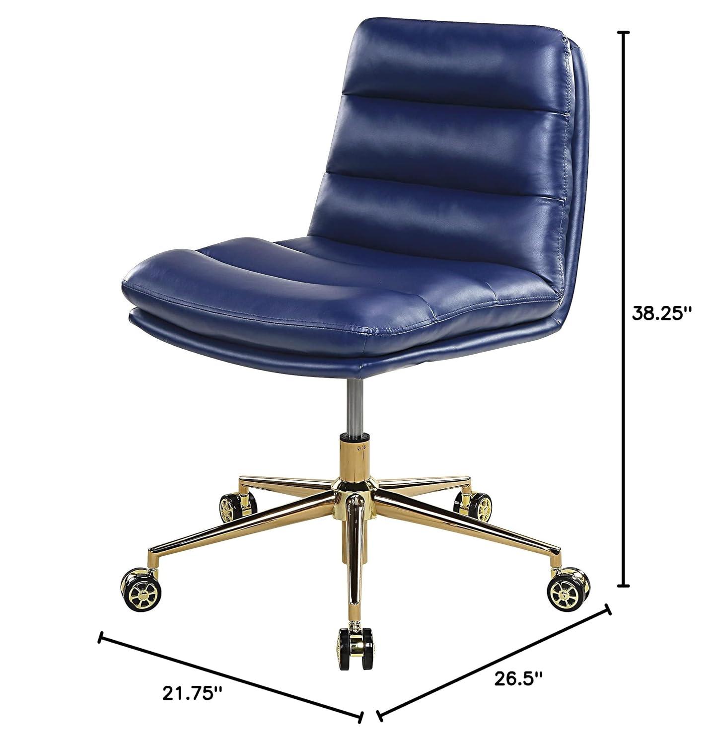 Legacy Office Chair in Navy Faux Leather with Gold Base