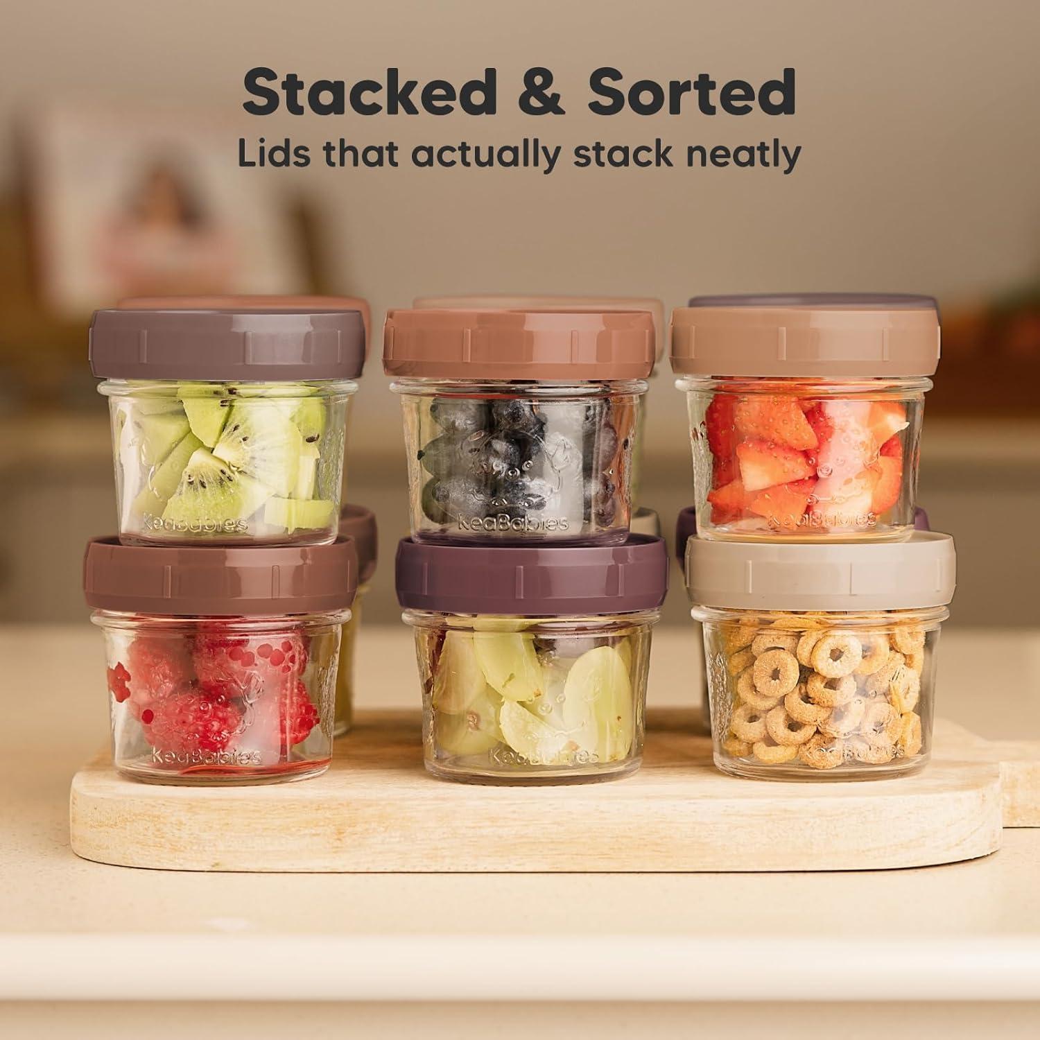 12pk Prep Baby Food Storage Containers, 4 oz Leak-Proof, BPA Free Glass Baby Food Jars for Feeding  (Terracotta)