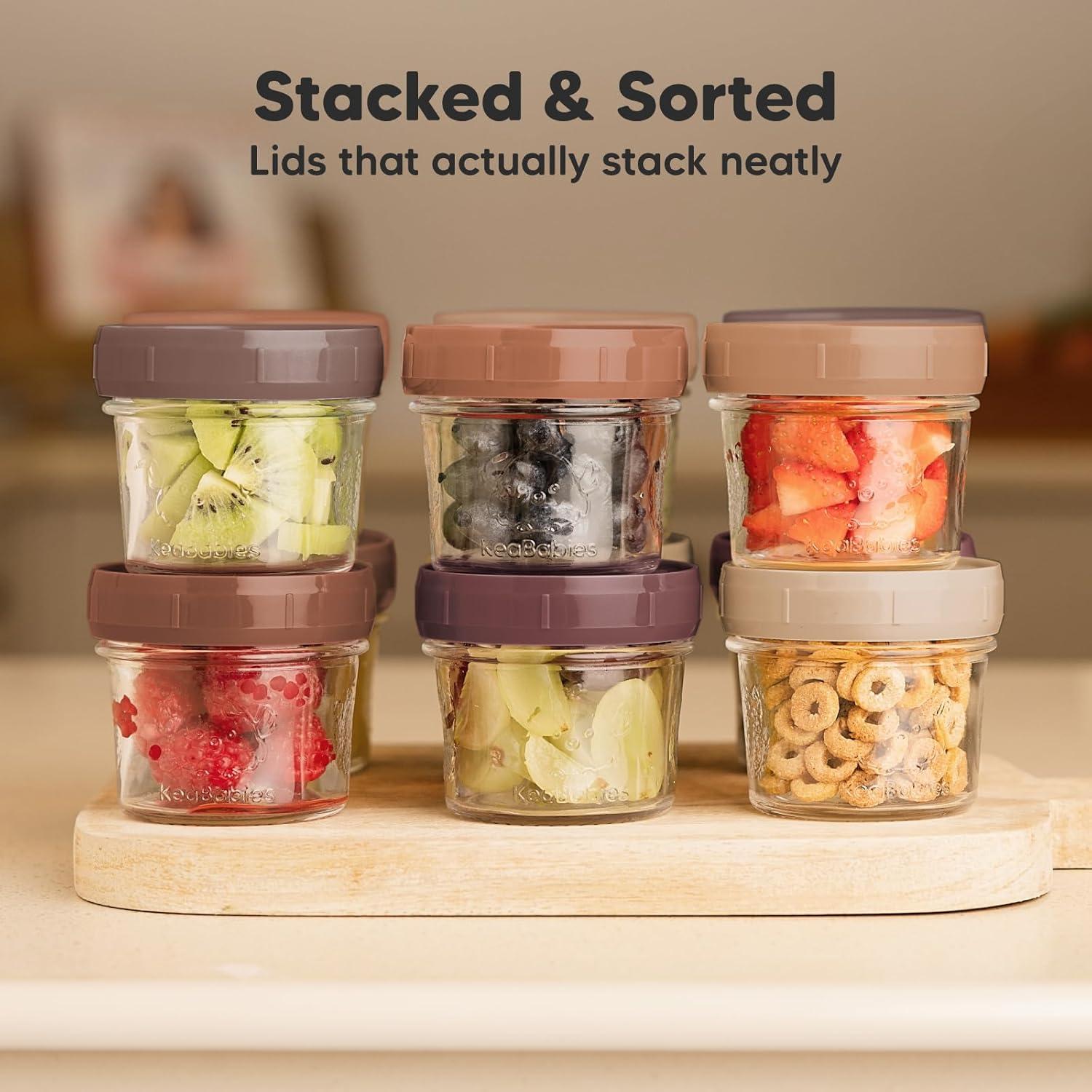 Terracotta Glass Baby Food Storage Jars Set, 4oz, 12-Pack