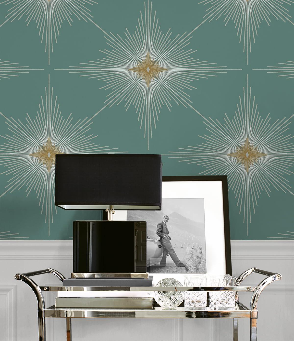 Seabreeze Blue Green Vinyl Geometric Peel and Stick Wallpaper