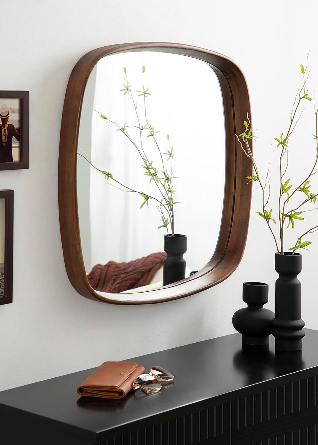 Kate and Laurel Prema Framed Wall Mirror, 26x26, Walnut Brown