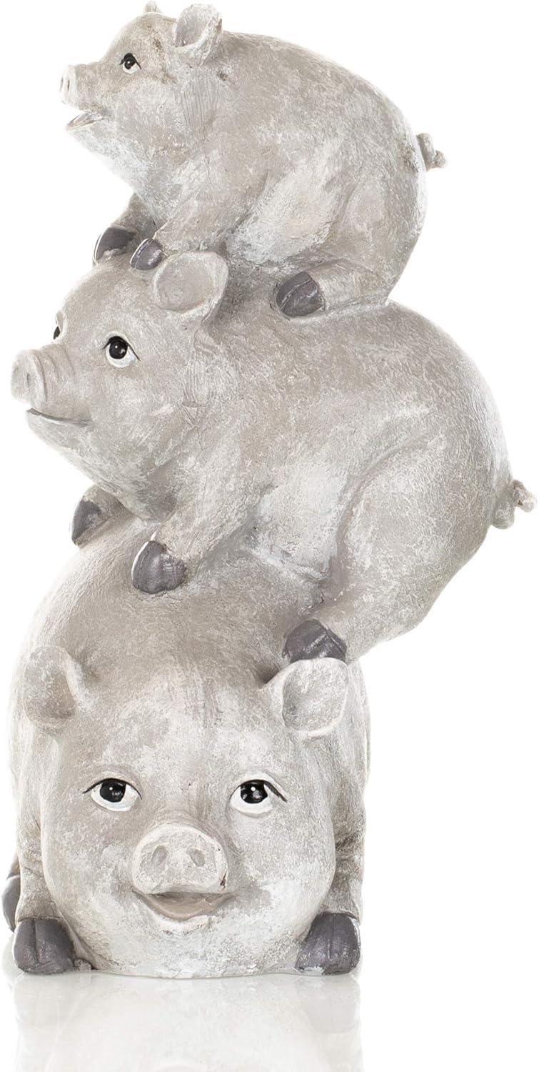 Home & Garden PIGS STACKED STATUE Polyresin Garden Yard Decor 11658