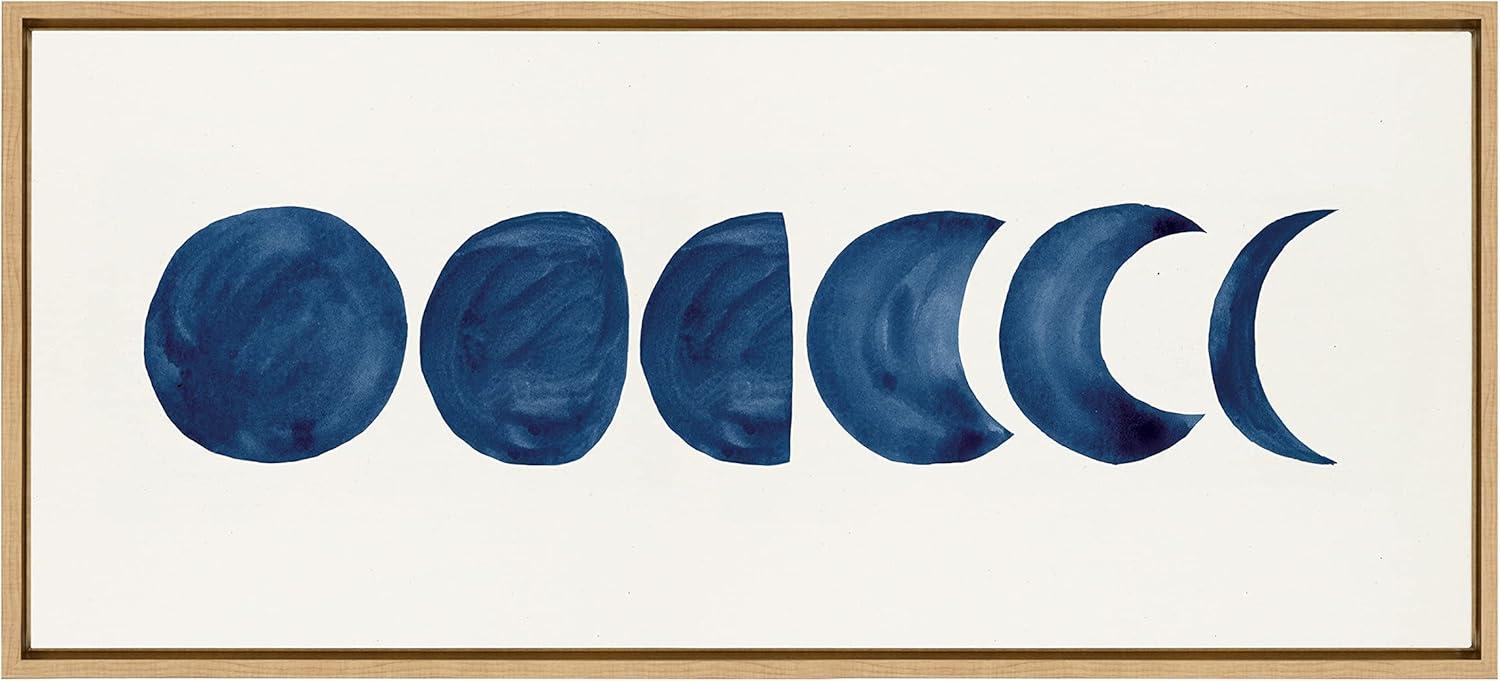 Kate and Laurel Sylvie Linear Moon Phases Framed Canvas by Teju Reval of SnazzyHues