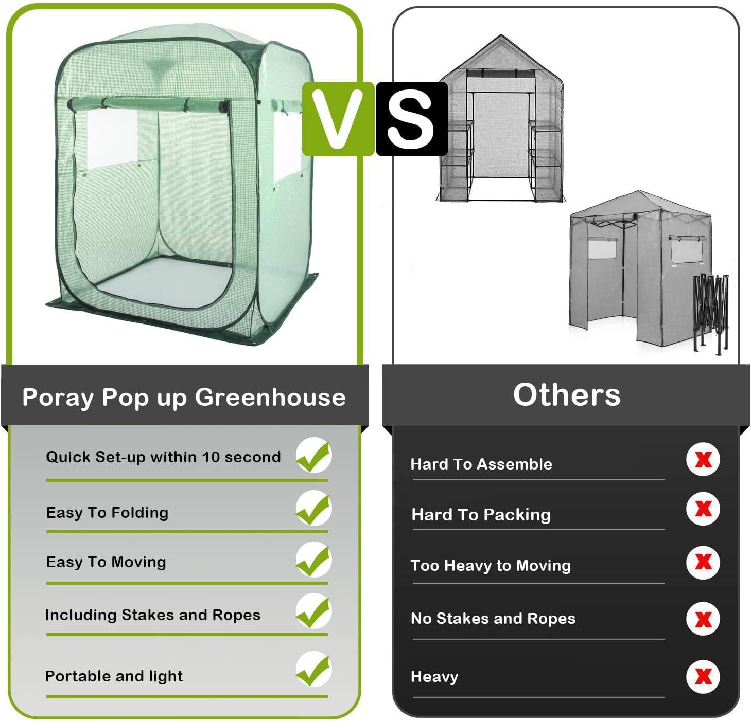 porayhut Pop Up Greenhouse Cover Flower House Mini Gardening Plant Flower Sunshine Room Room,Backyard PVC Greenhouse Cover for Cold Frost Protector Gardening Plants (Tunnel Grennhouse)