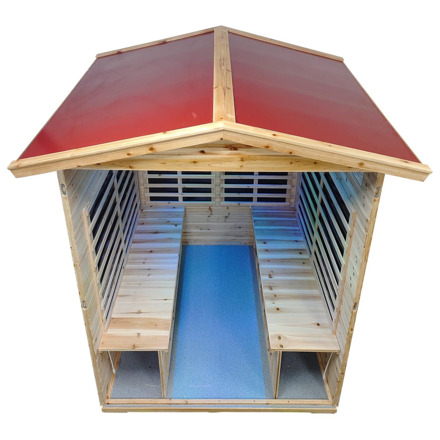 Saunas 904V Far Infrared Sauna, Outdoor Wooden Dry Sauna Low EMF (Hemlock Wood, 4-Person Size)