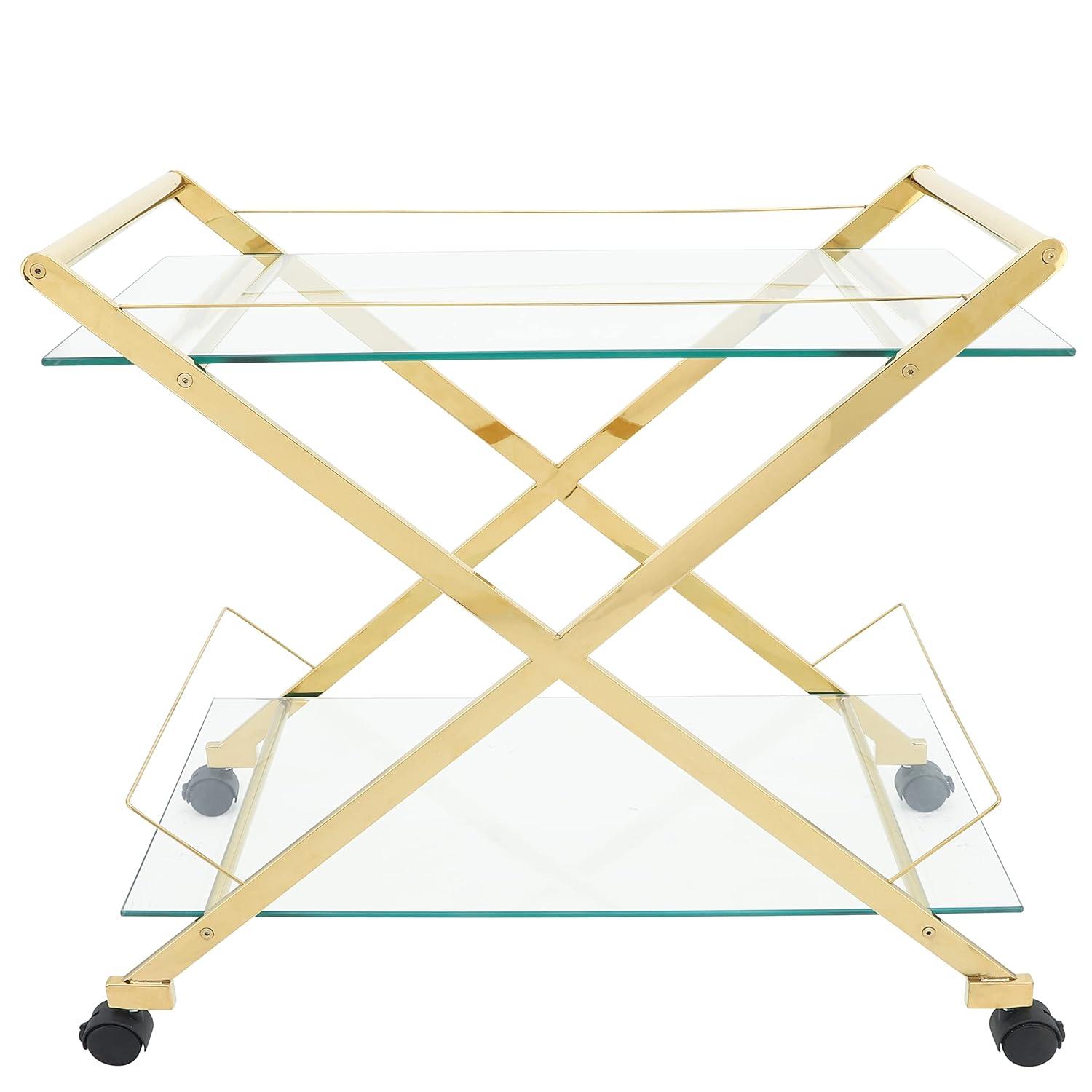 Sagebrook Home Rolling Bar Cart Gold