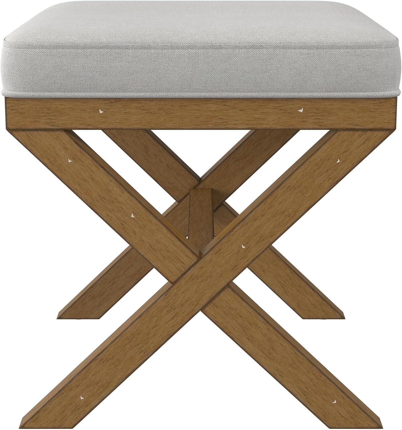 Hillsdale Furniture 18.5" Somerset Backless Wood Vanity Stool Fog: Padded Ottoman Bench, Polyester Upholstery