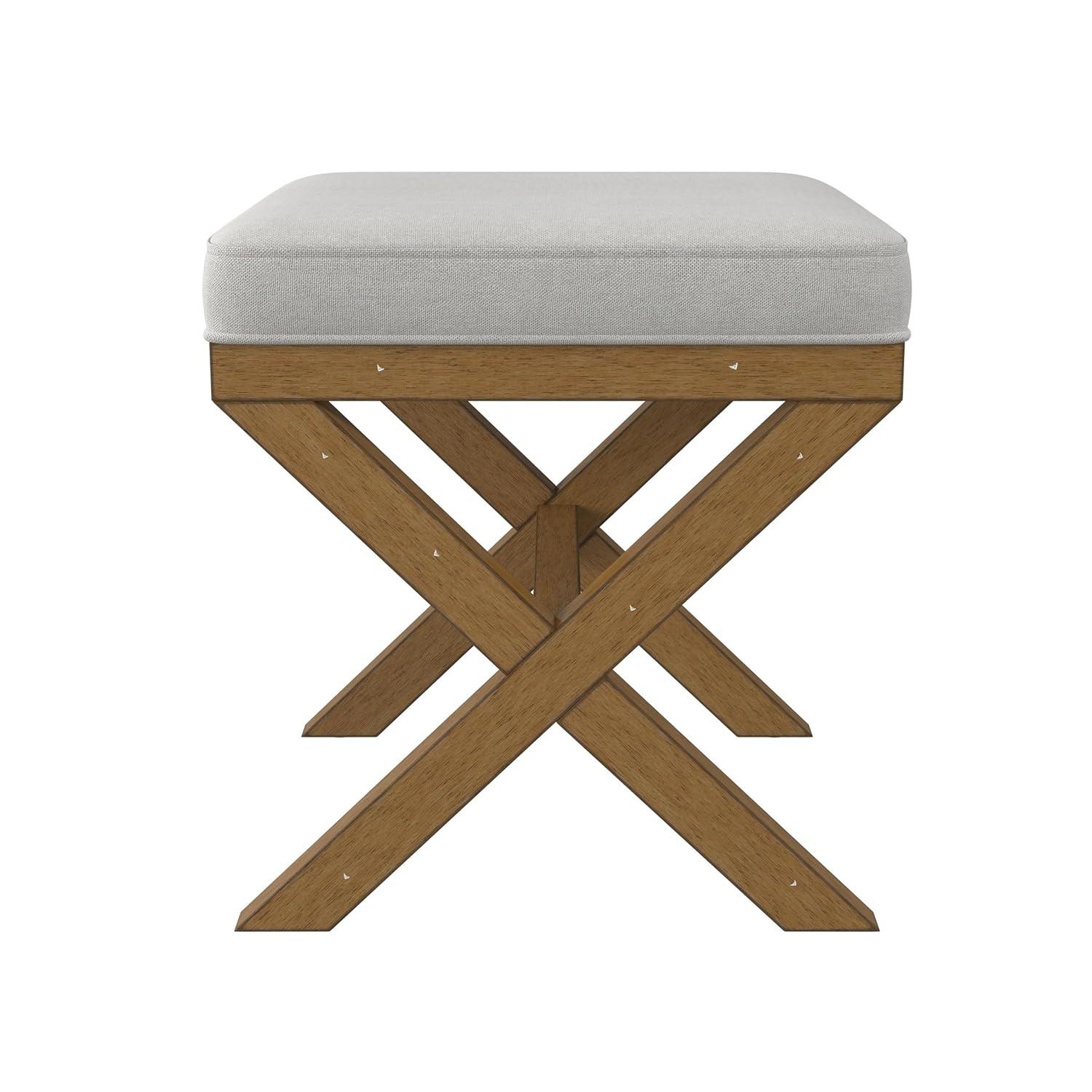 Hillsdale Furniture 18.5" Somerset Backless Wood Vanity Stool Fog: Padded Ottoman Bench, Polyester Upholstery