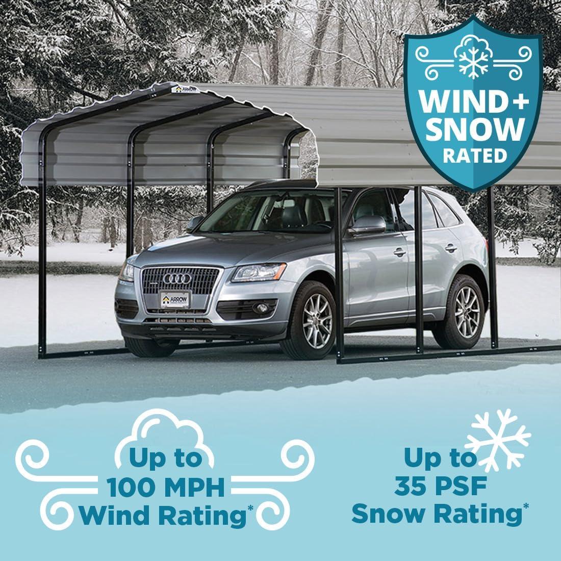 Arrow Arrow Galvanized Steel Carport, 12x24x9