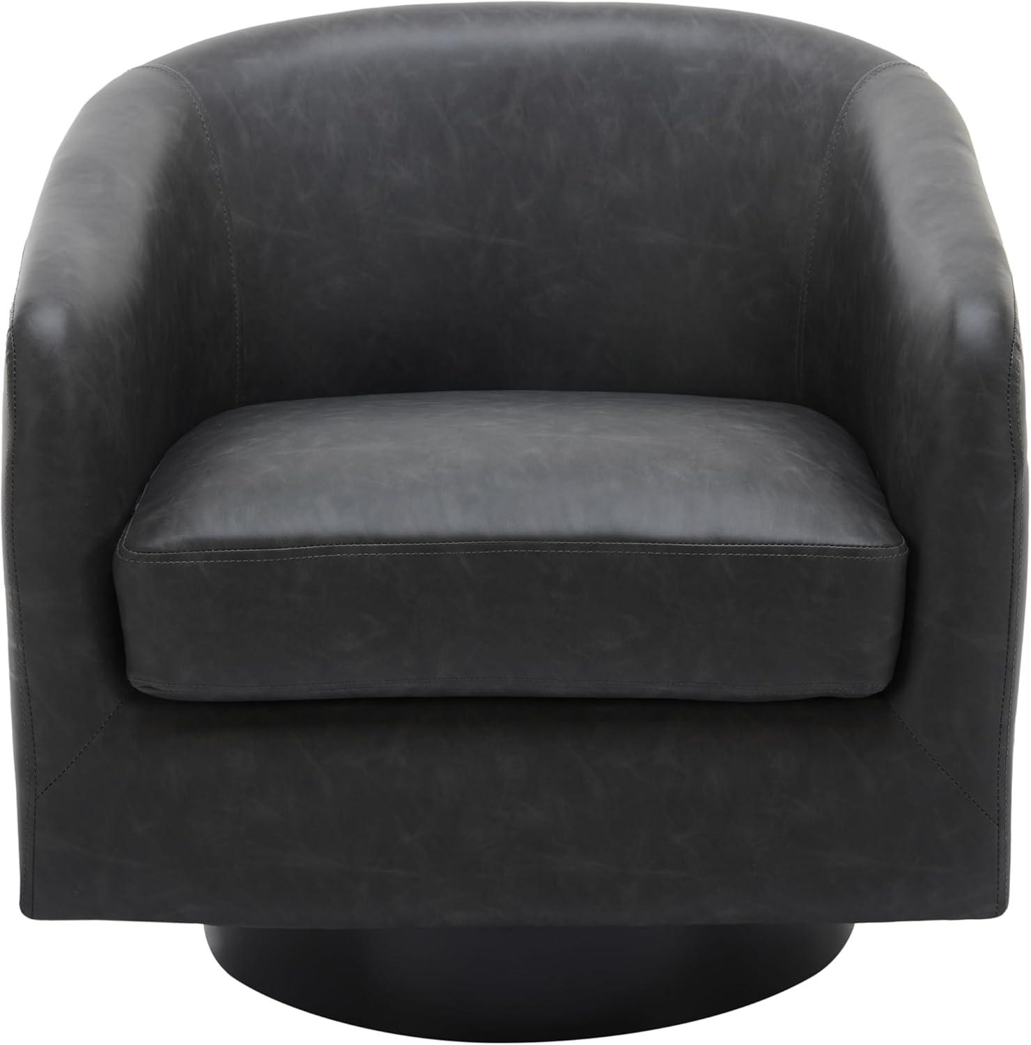 UIXE Swivel Accent Chairs Set of 2 Barrel Club Chair Modern Comfy Faux Leather Upholstered Armchair for Living Room Office, Black