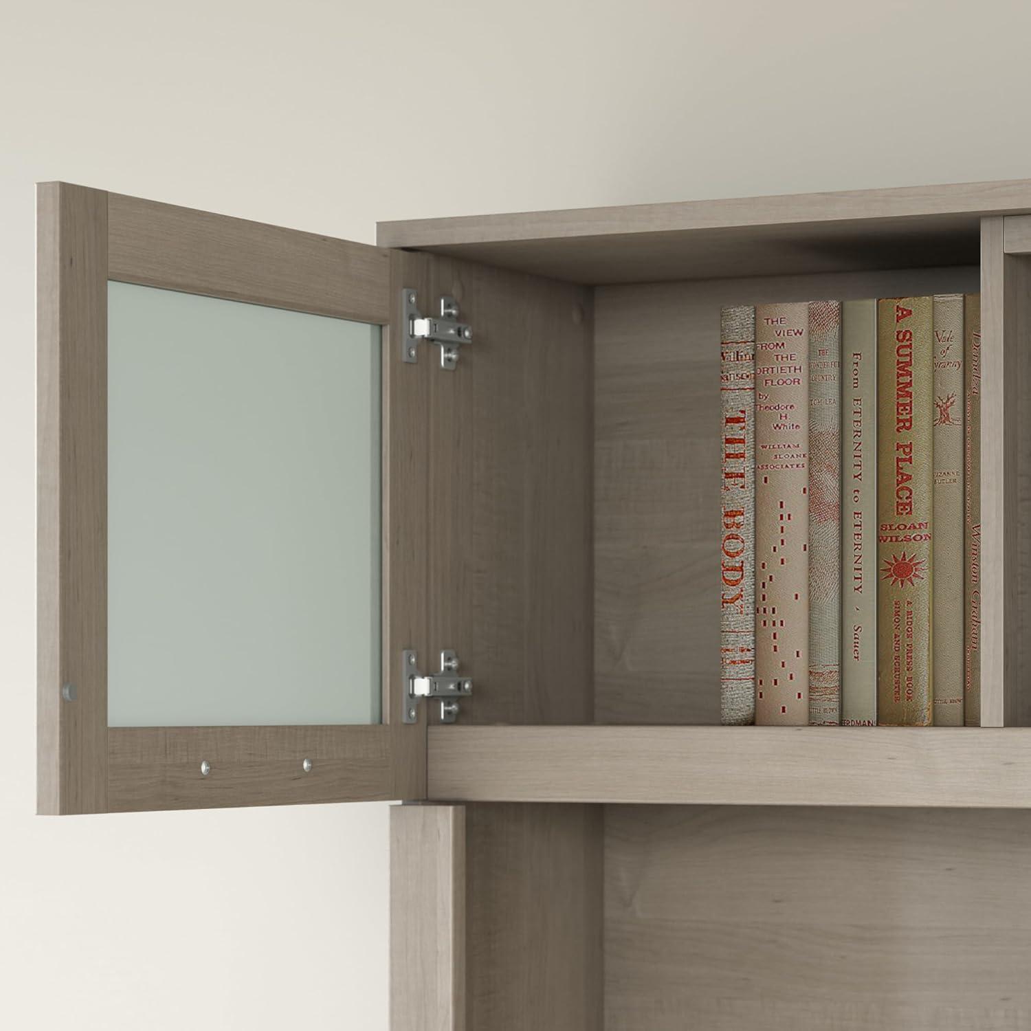 Bush Furniture Somerset 72" L Desk and Hutch with Storage, Ash Gray
