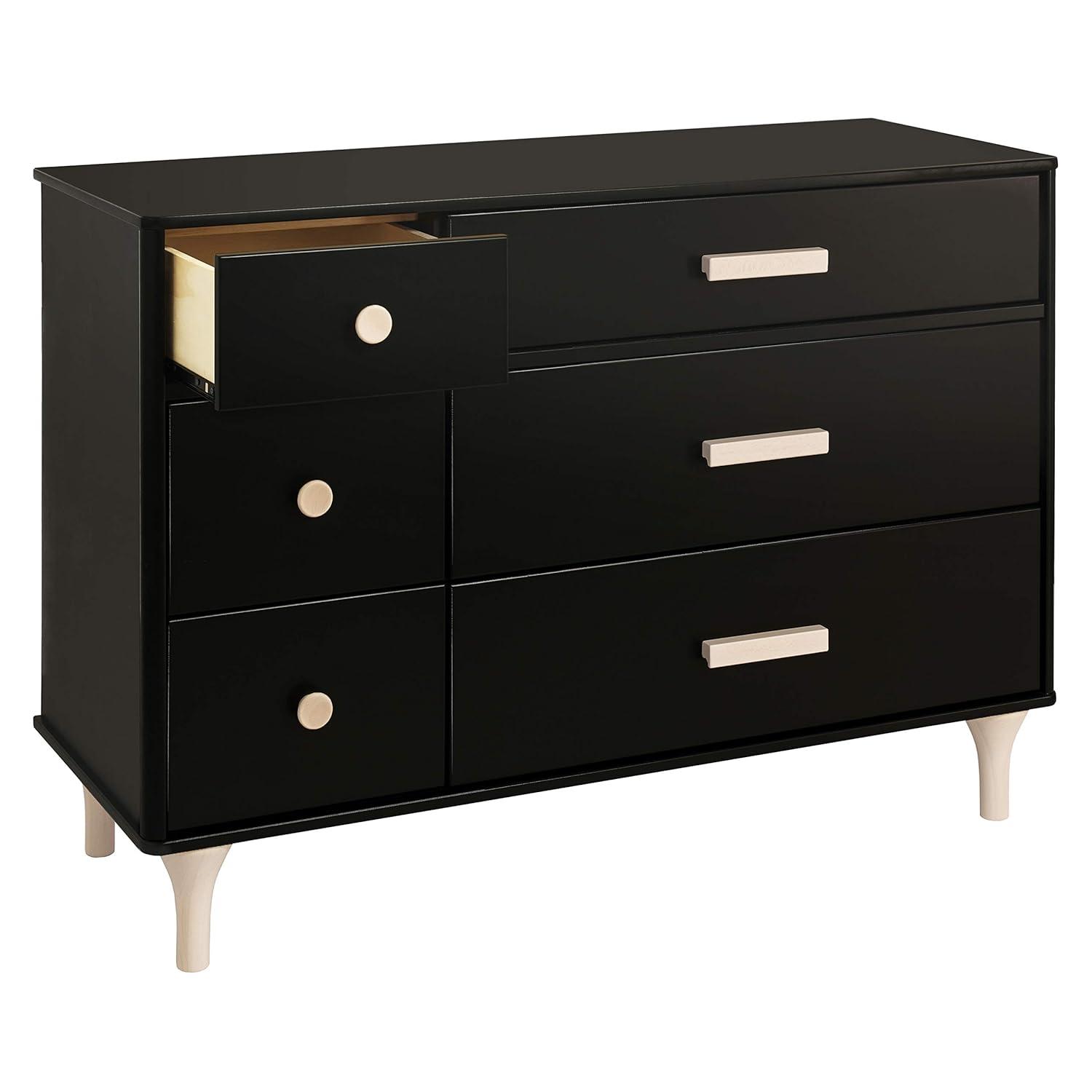 Lolly 6-Drawer Assembled Double Dresser in Black and Washed Natural