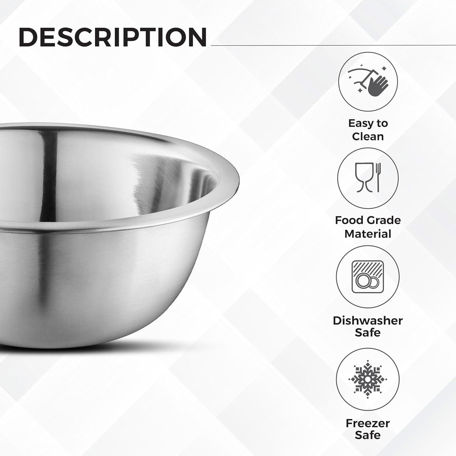 Stainless Steel Nesting Mixing Bowls Set of 5 for Kitchen