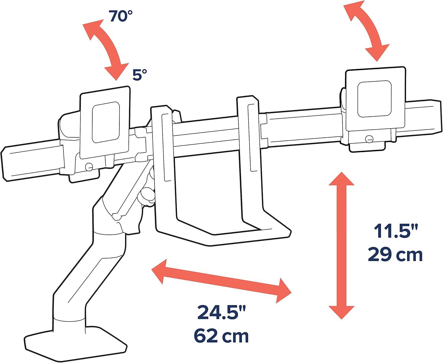 Matte Black Dual Monitor Desk Mount with Full Motion