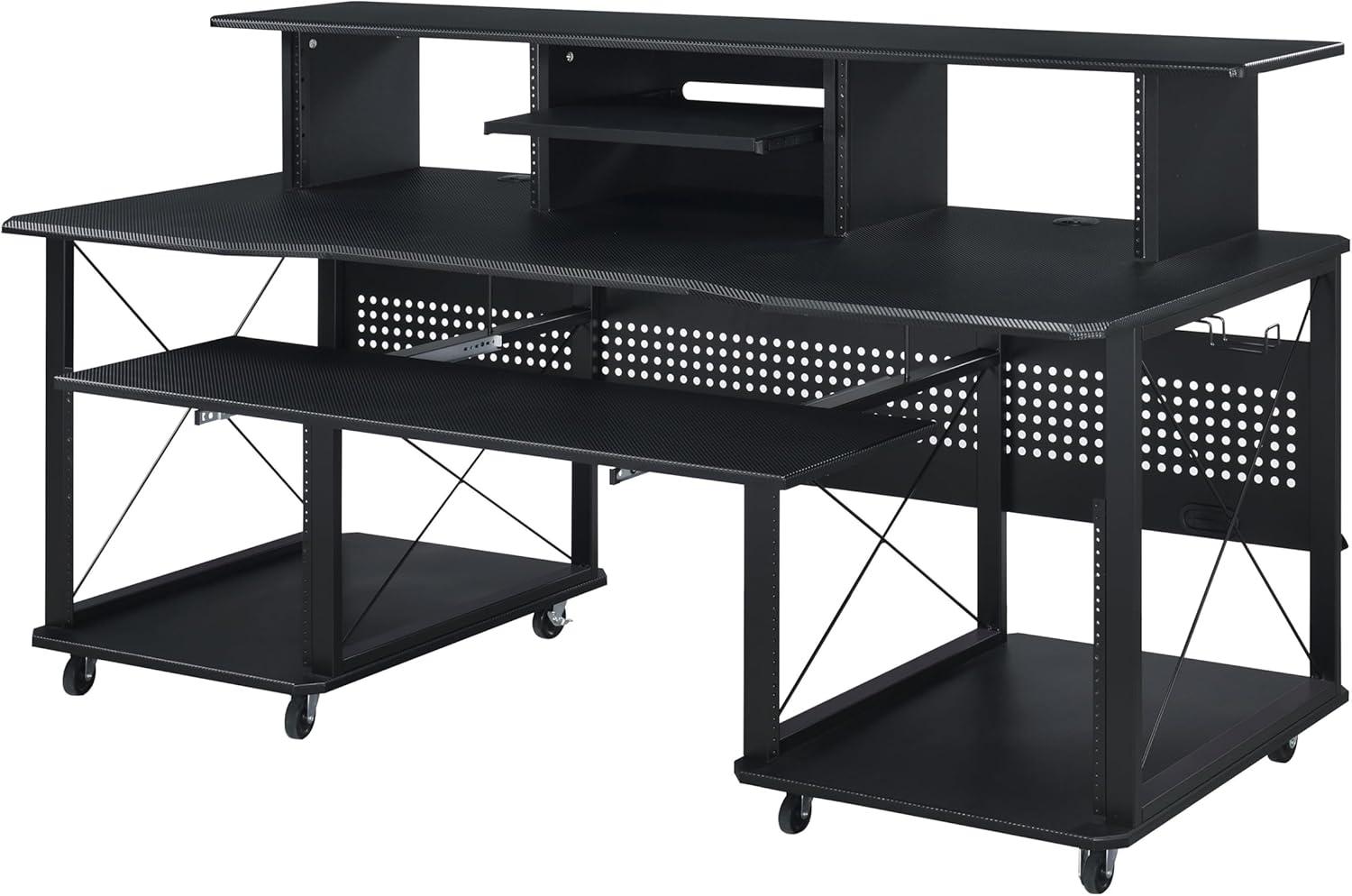 Megara 72" Decorative Bookshelf Black - Acme Furniture: Music Desk with Hutch & Keyboard Tray