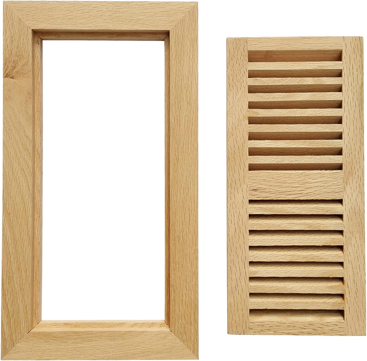 Hardwood White Oak Floor Register, Flush Mount with Frame, 4x10 Inch, Unfinished