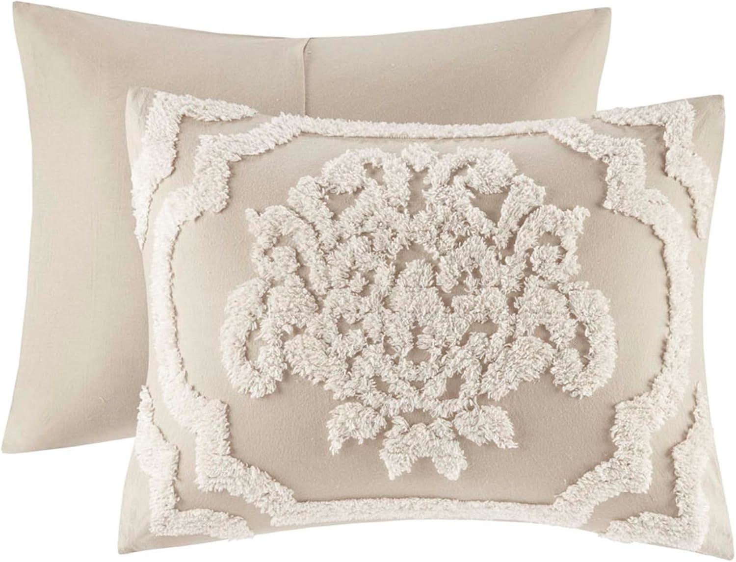 Viola Tufted Cotton Chenille Damask 3 Piece Duvet Set