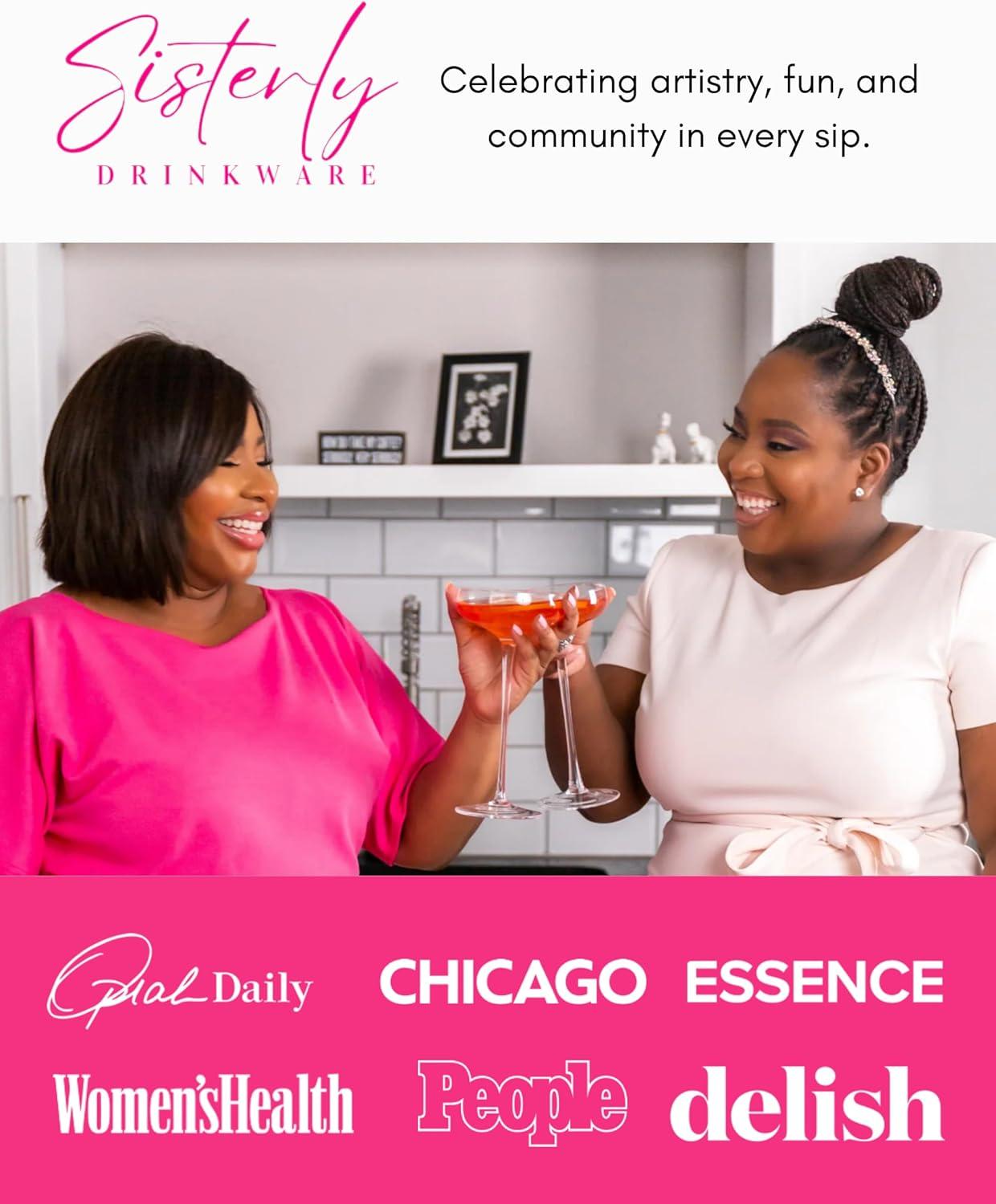 Elegant Clear Glass Rounded Coupe Cocktail Glasses, Set of 4