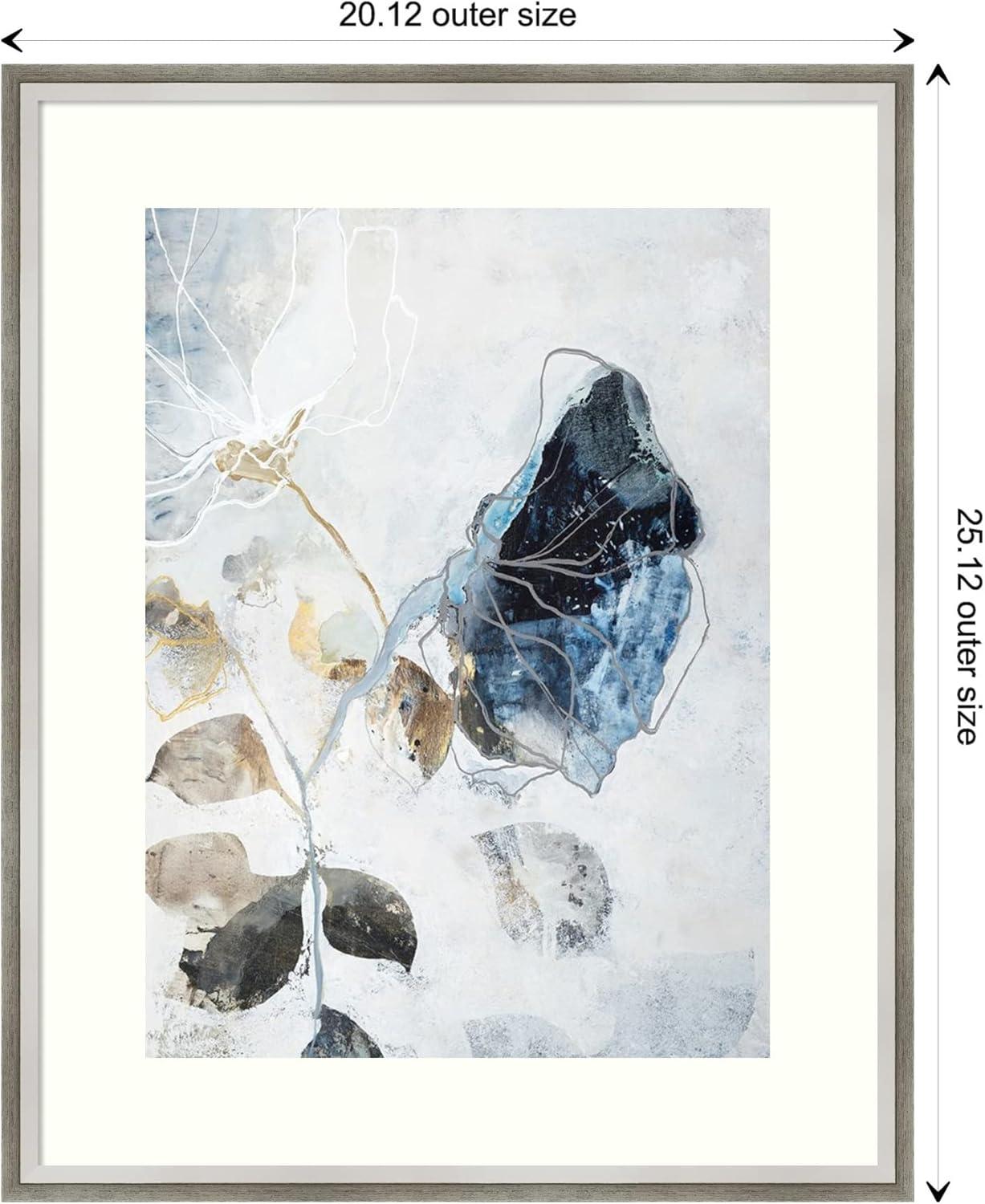 Blue and Neutral Botanic-Inspired Framed Wall Art Print