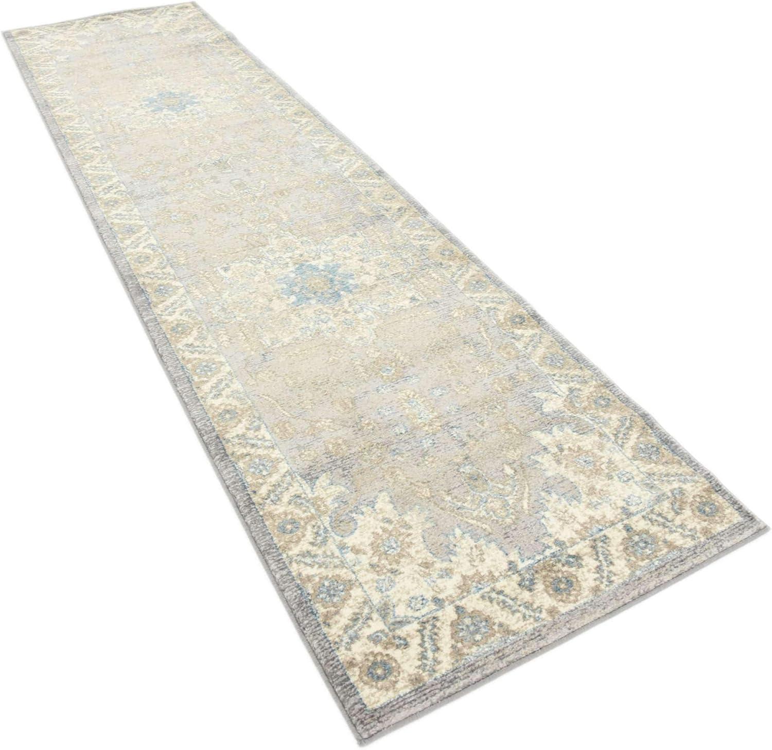 Unique Loom 2' 7 x 10' 0 Runner Gray Salzburg Altstadt Area Rug